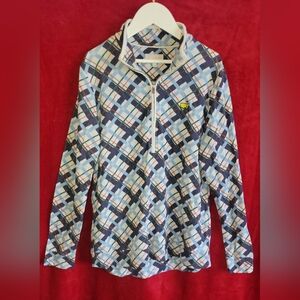 Women's Peter Millar Master's Blue and Green Patterned 1/4 Zip Pullover Jacket